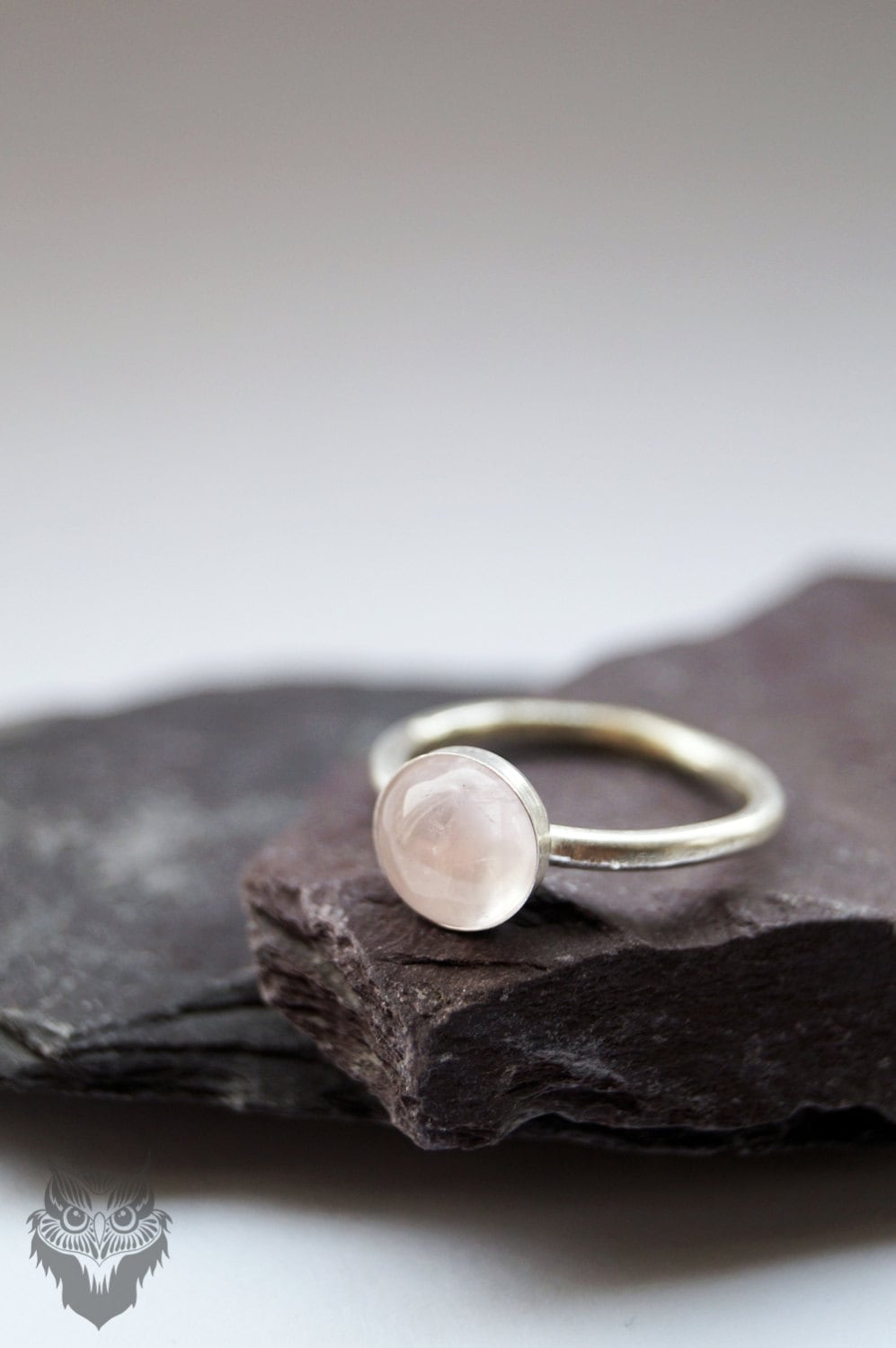 Rose Quartz Recycled Sterling Silver Ring ~ statement ring, stacking ring, gemstone, love, valentine, solitaire, recycled