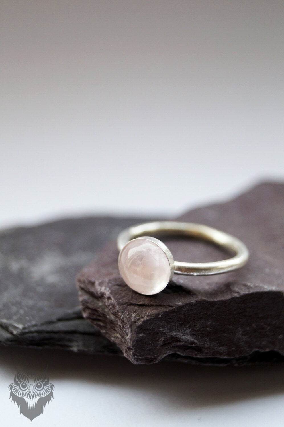 Rose Quartz Recycled Sterling Silver Ring