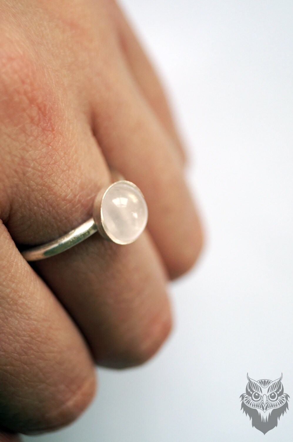 Rose Quartz Recycled Sterling Silver Ring ~ statement ring, stacking ring, gemstone, love, valentine, solitaire, recycled