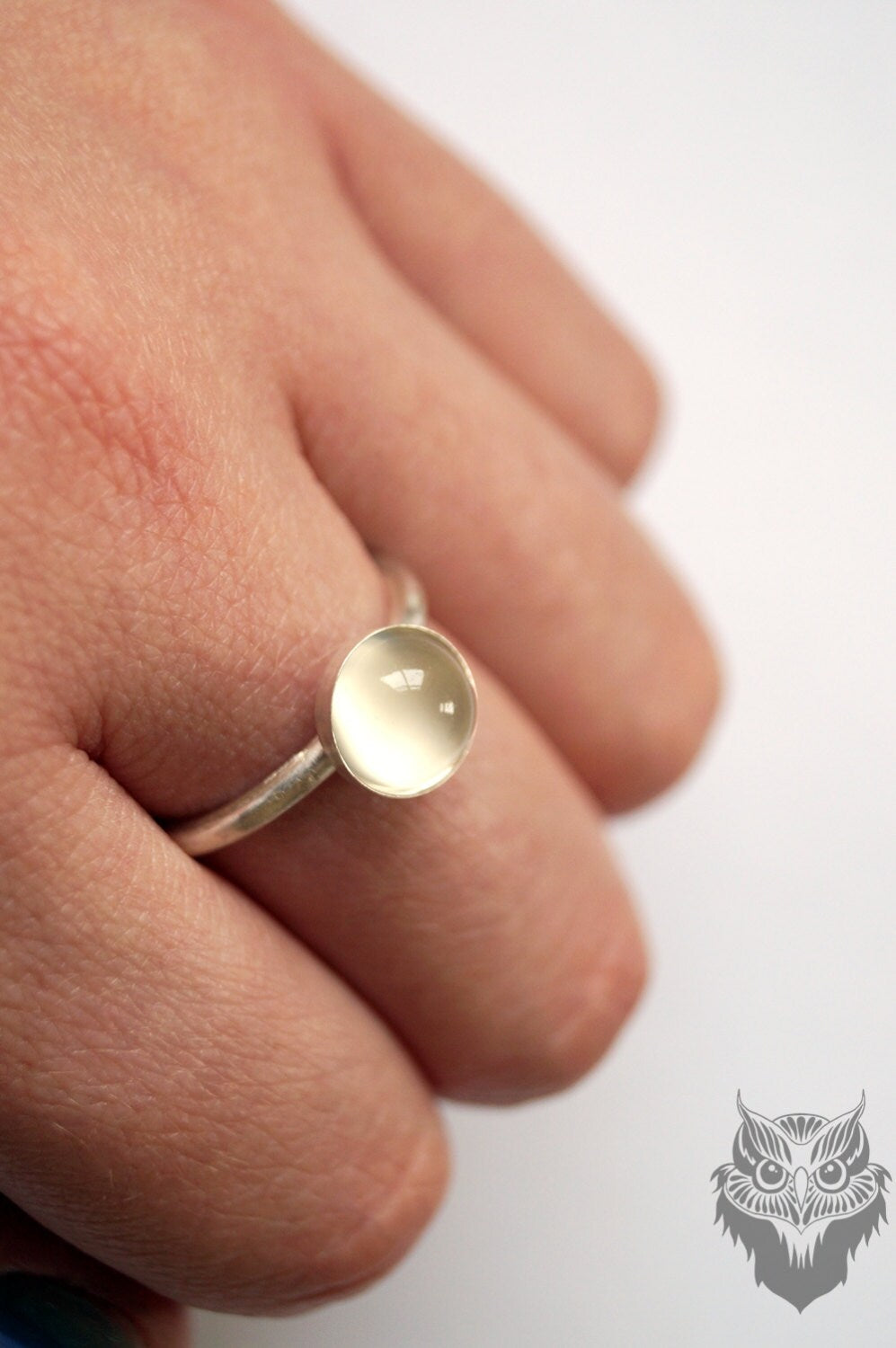 Moonstone Recycled Sterling Silver Ring ~ statement ring, stacking ring, gemstone, unique, solitaire ring, birthstone