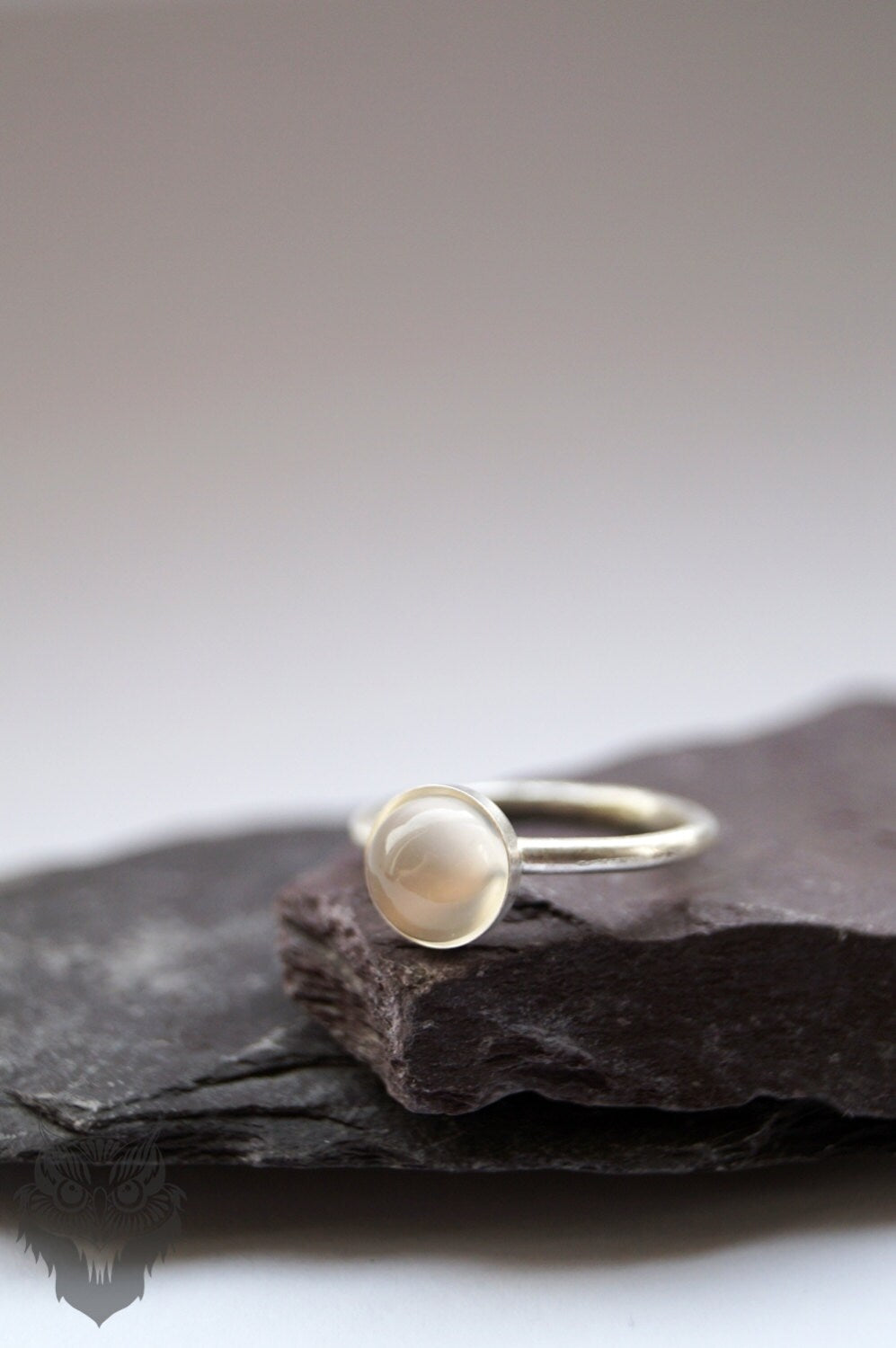 Moonstone Recycled Sterling Silver Ring ~ statement ring, stacking ring, gemstone, unique, solitaire ring, birthstone