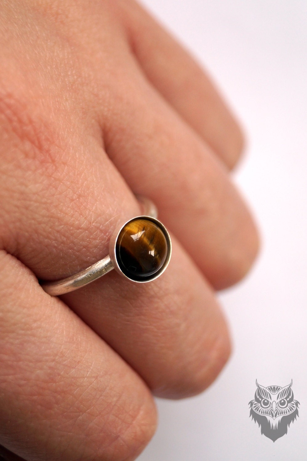 Tiger's Eye Recycled Sterling Silver Ring