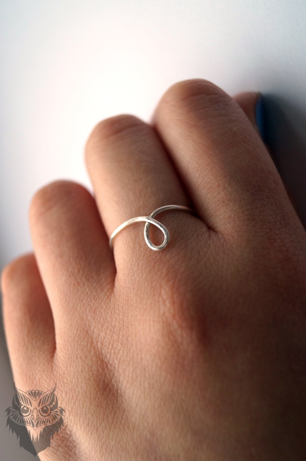 Recycled Sterling Silver Skinny Looped Ring ~ stacking ring, stackable, thin band, minimal