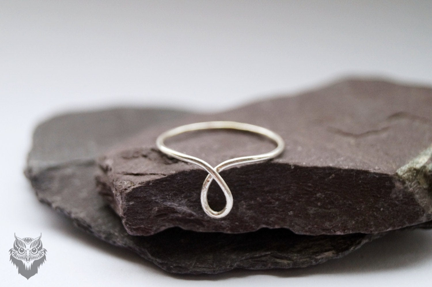 Recycled Sterling Silver Skinny Looped Ring ~ stacking ring, stackable, thin band, minimal