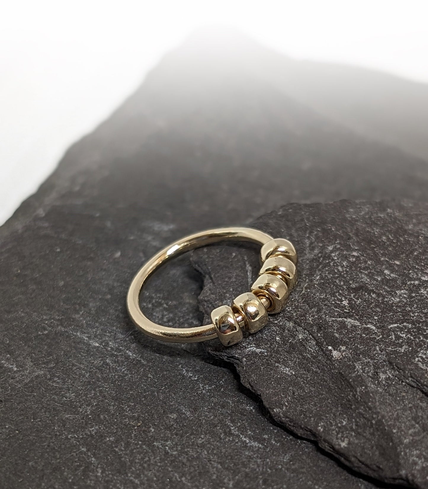 Chunky Fidget Ring Solid Recycled 9ct Gold Doughnut Beads