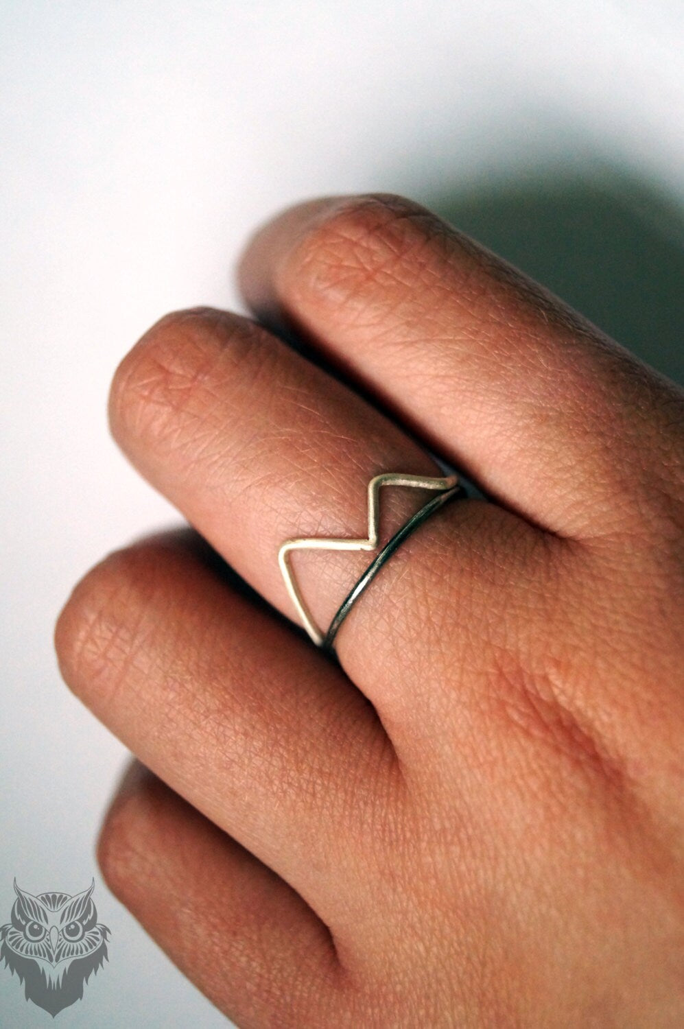 Recycled Sterling Silver Misty Mountains Rings - stacking rings, hammered, silver bands, oxidised, mountains, landscape, stackable