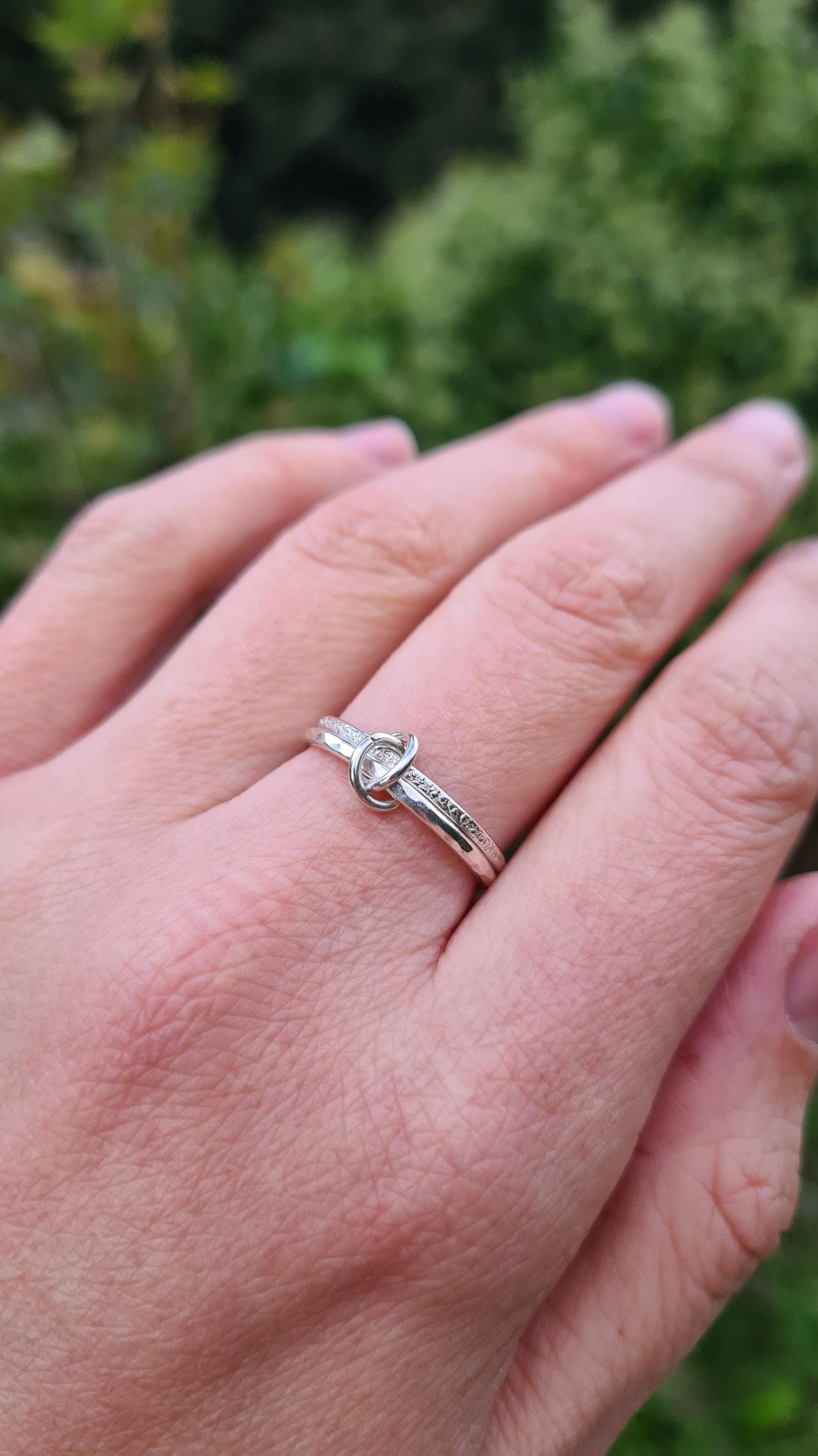 Fidget Ring Interlocking Stardust & Hammered Sterling Silver ~ spinning ring, hammered, meditation ring, anxiety ring, ADHD