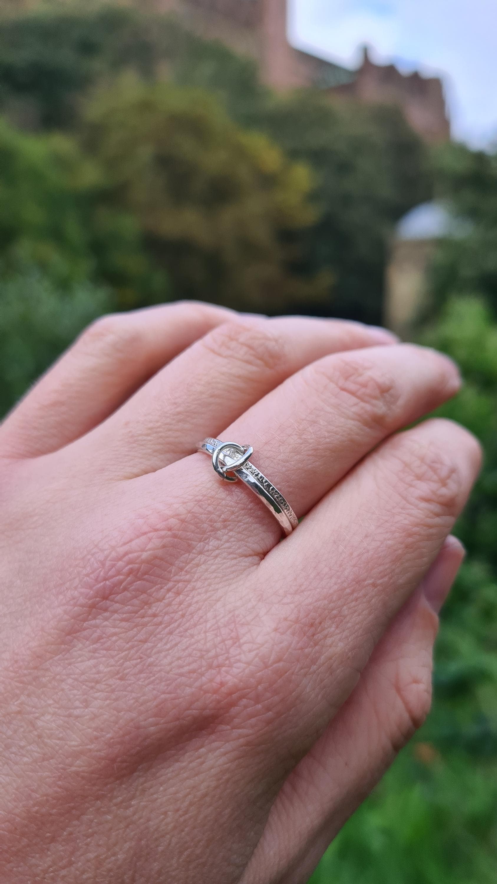 Fidget Ring Interlocking Stardust & Hammered Sterling Silver ~ spinning ring, hammered, meditation ring, anxiety ring, ADHD