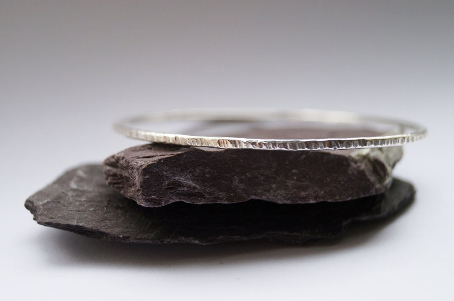 Recycled Sterling Silver Hammered Bangle