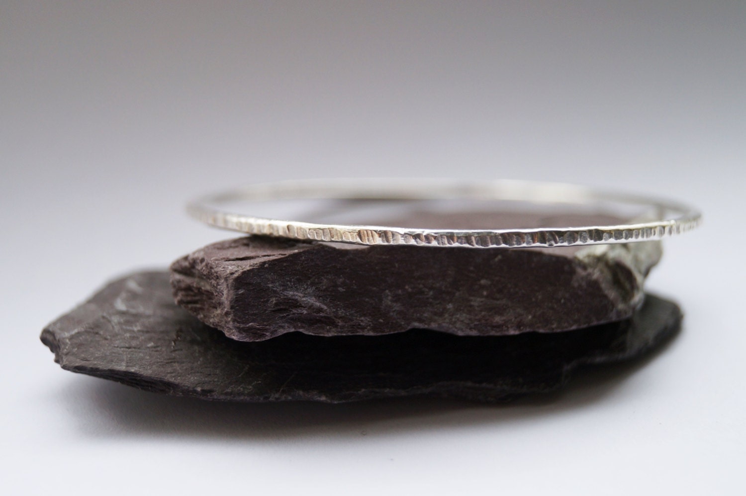 Recycled Sterling Silver Hammered Bangle