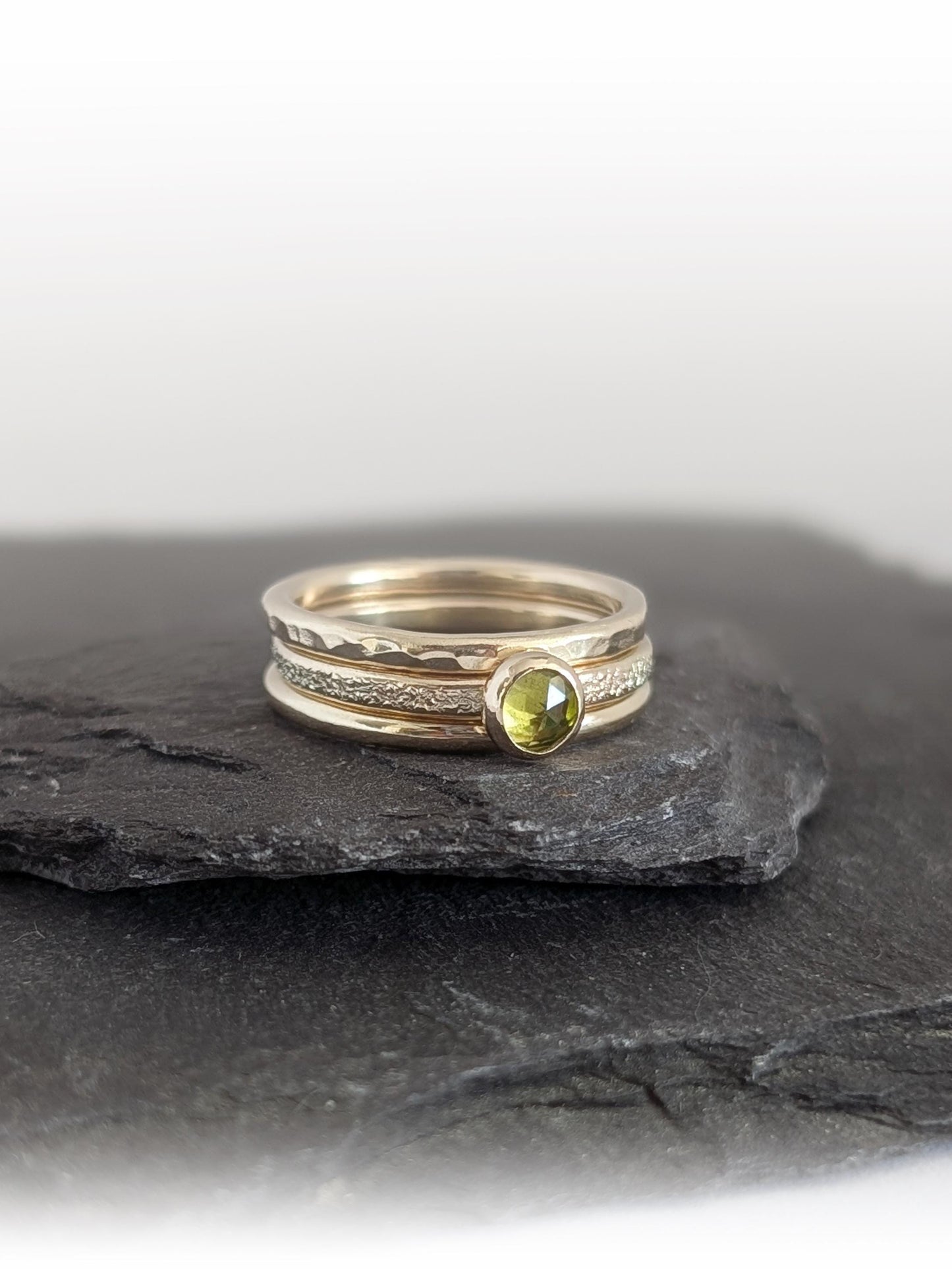Solid 9ct Recycled Gold Thick Stacking Ring Set
