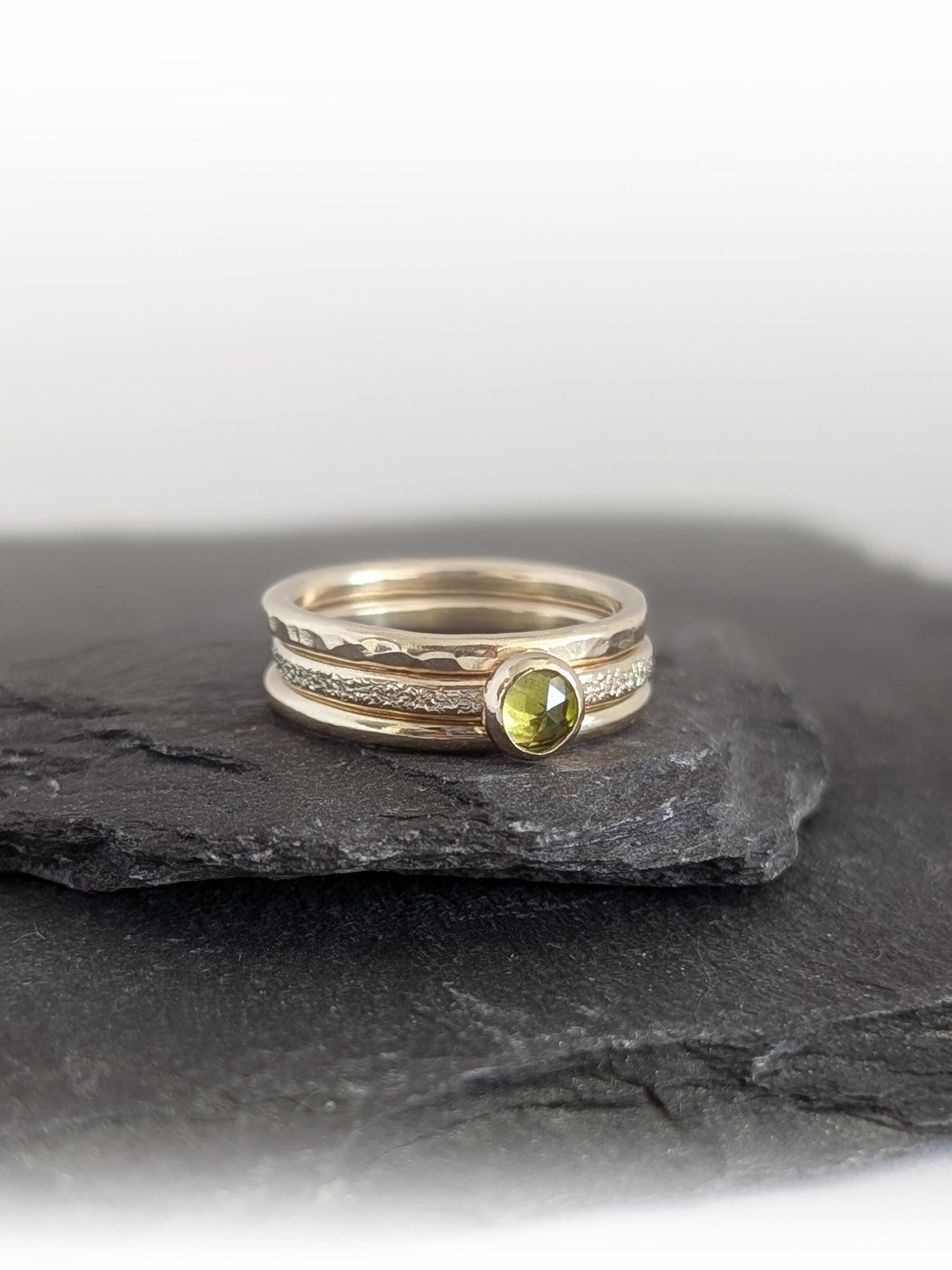 Solid 9ct Recycled Gold Thick Stacking Ring Set