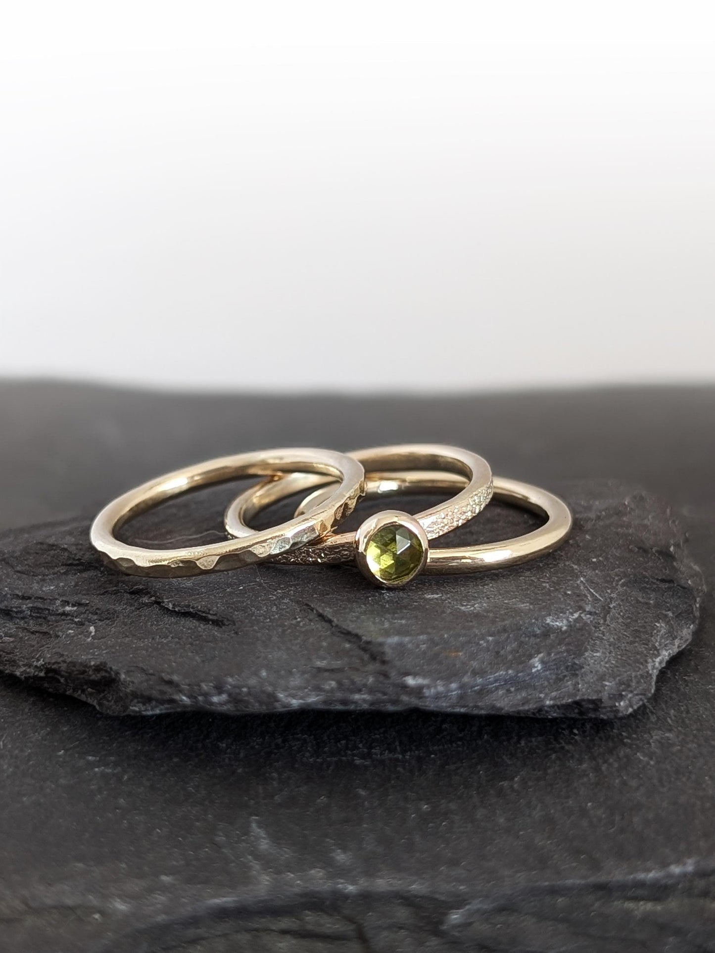 Solid 9ct Recycled Gold Thick Stacking Ring Set