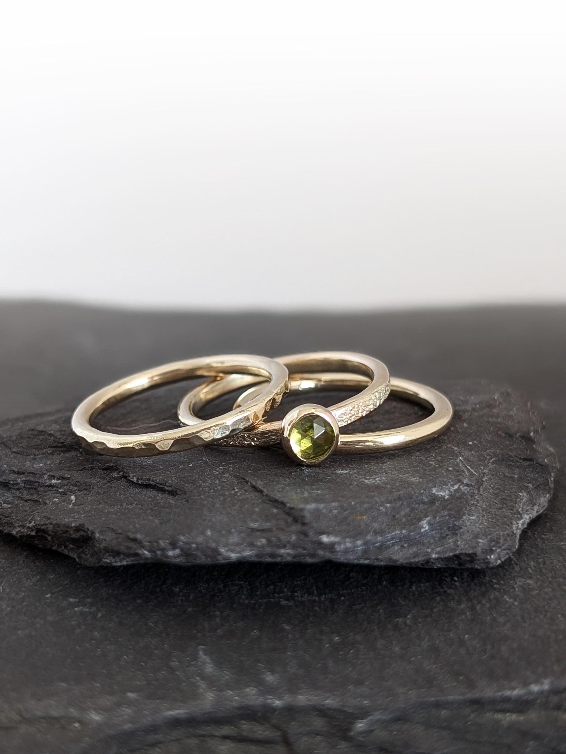 Solid 9ct Recycled Gold Thick Stacking Ring Set