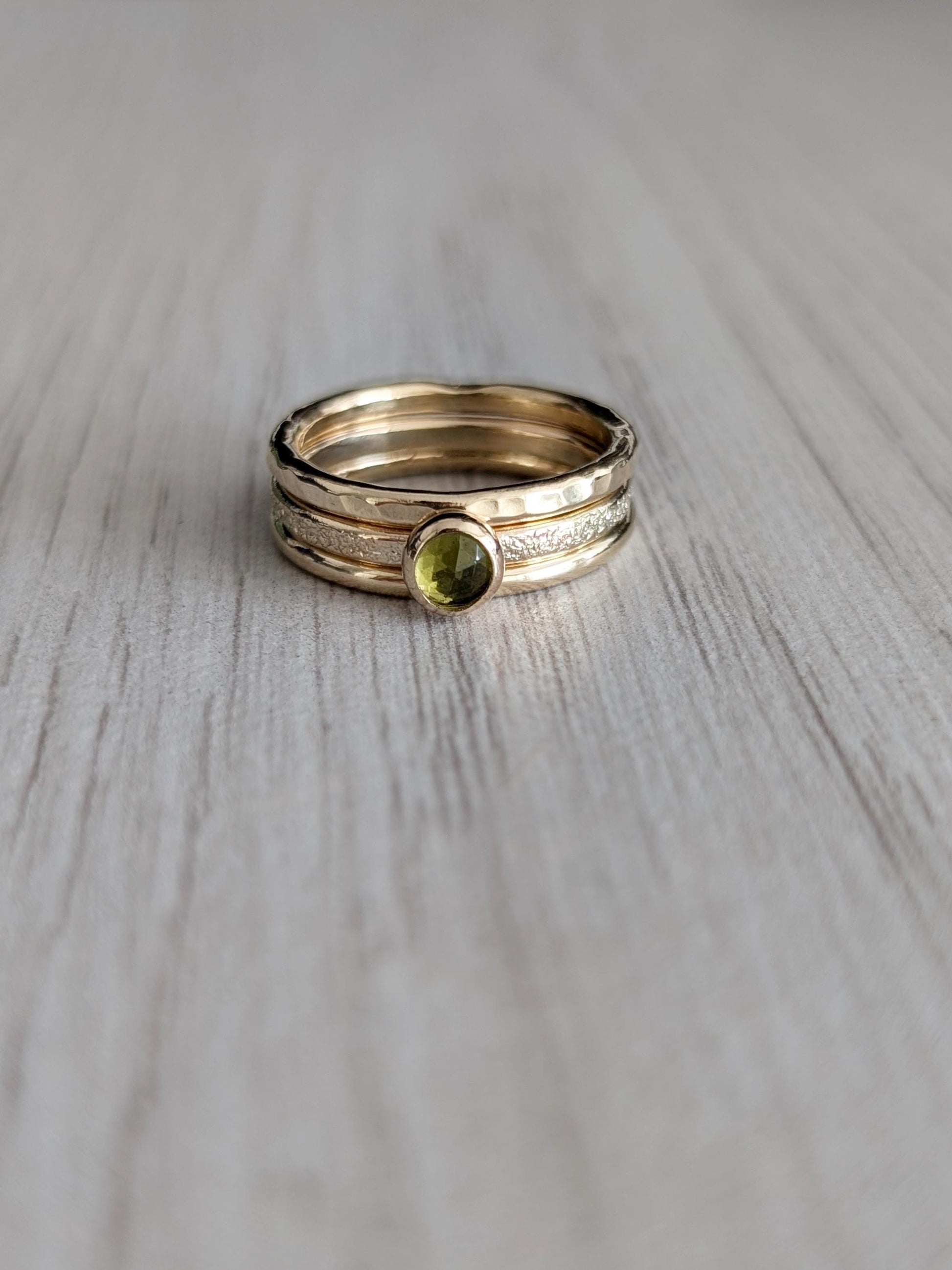 Solid 9ct Recycled Gold Thick Stacking Ring Set