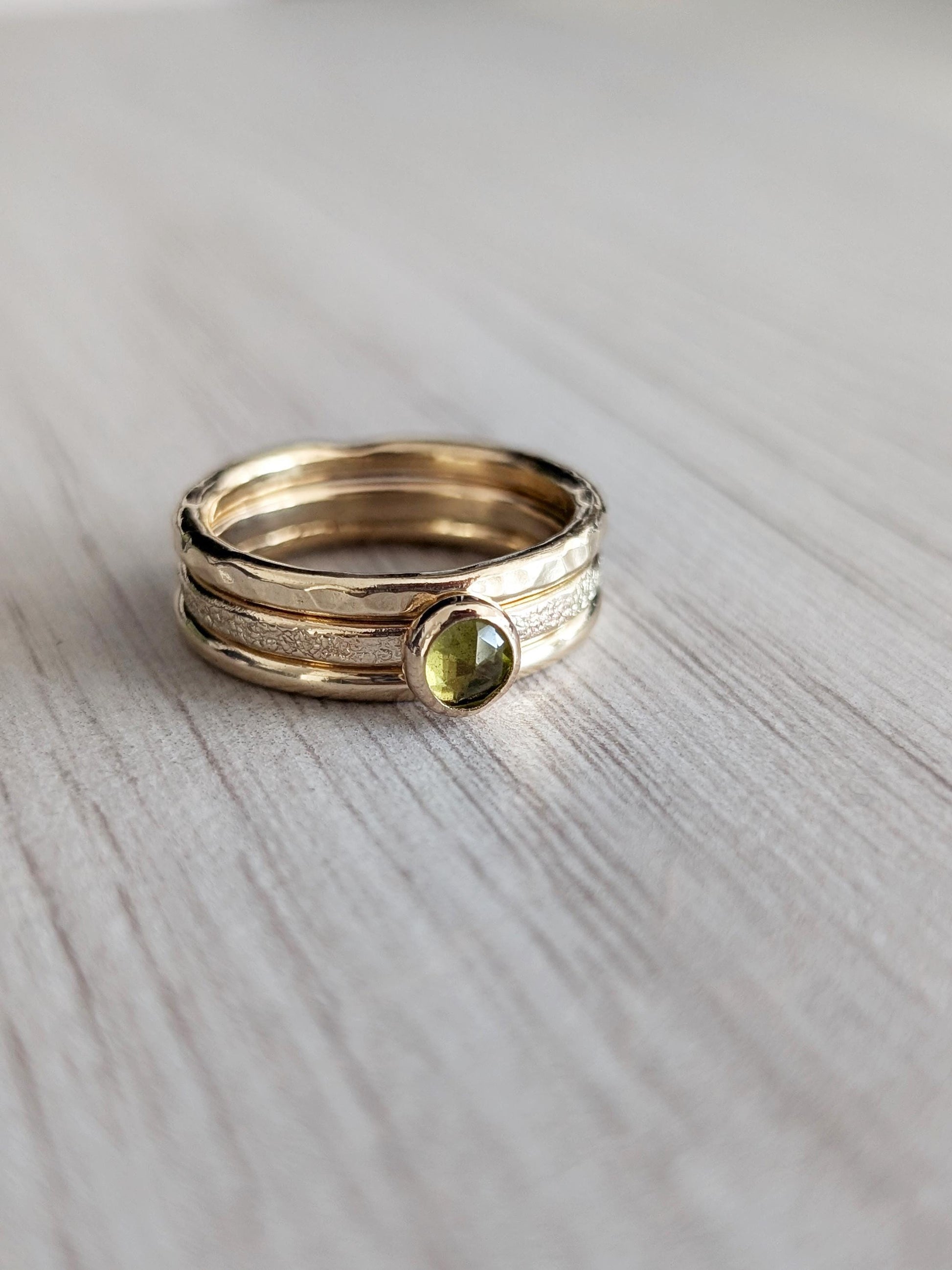 Solid 9ct Recycled Gold Thick Stacking Ring Set