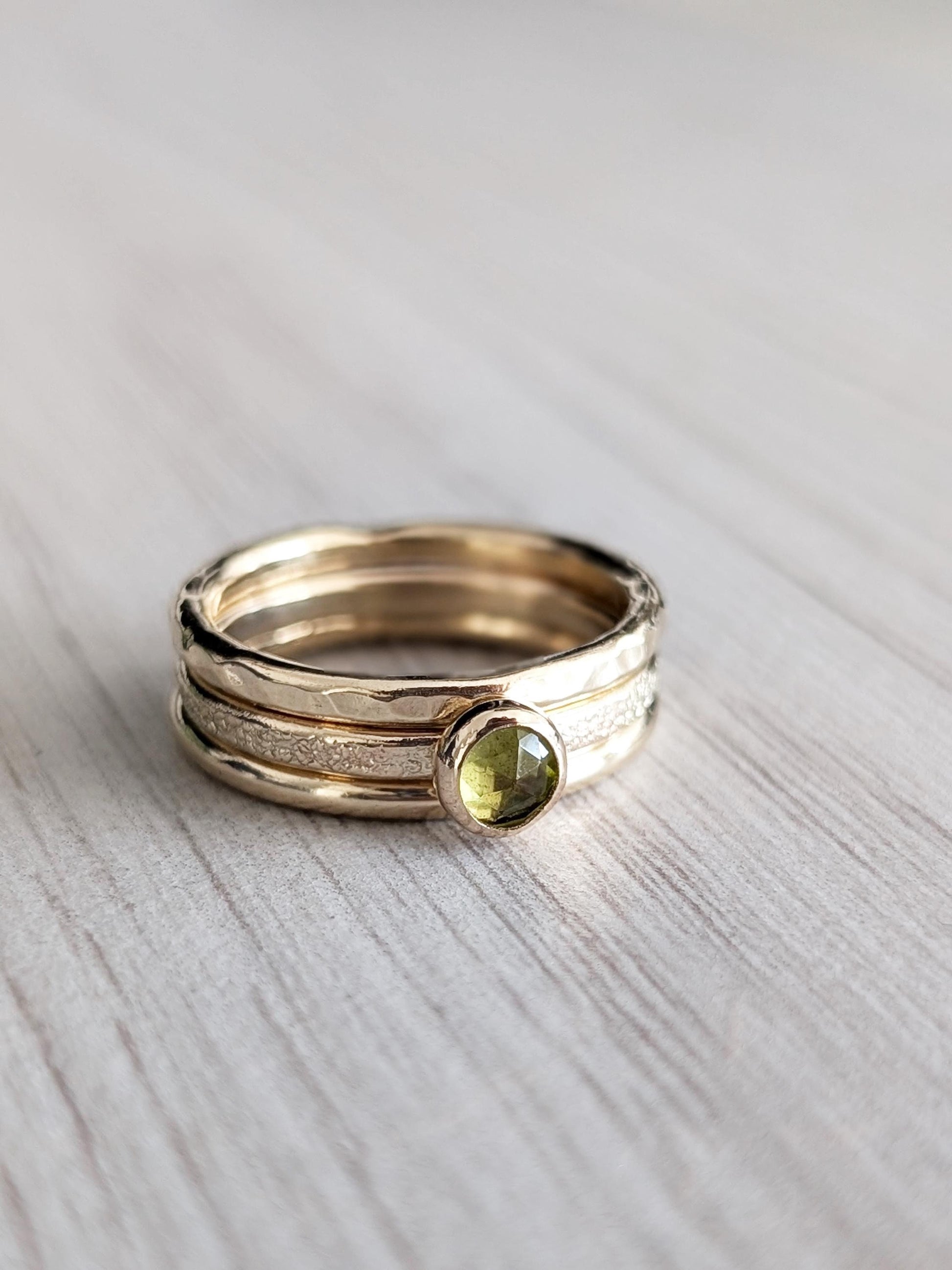 Solid 9ct Recycled Gold Thick Stacking Ring Set