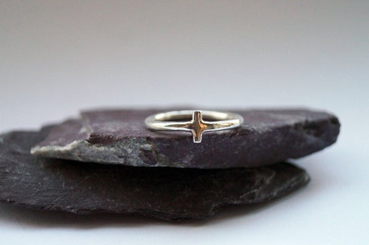 Recycled Sterling Silver Little Cross Ring