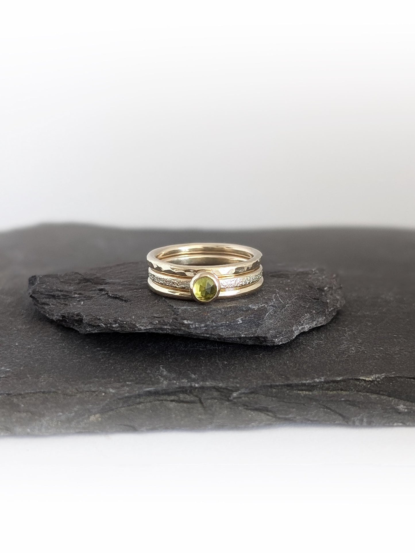 Solid 9ct Recycled Gold Thick Stacking Ring Set