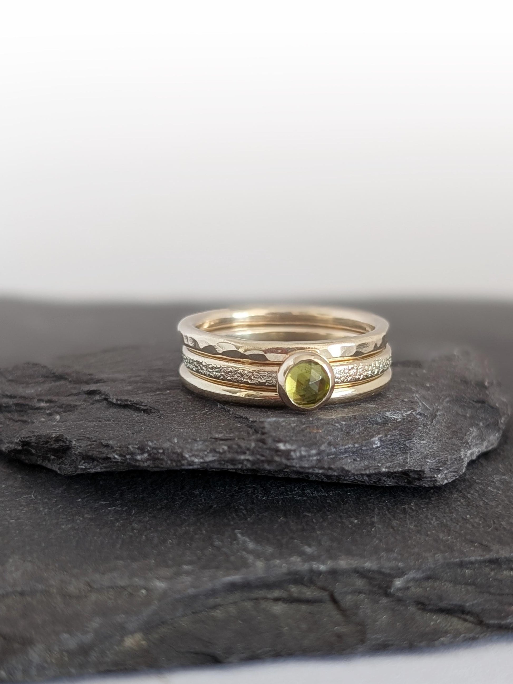 Solid 9ct Recycled Gold Thick Stacking Ring Set
