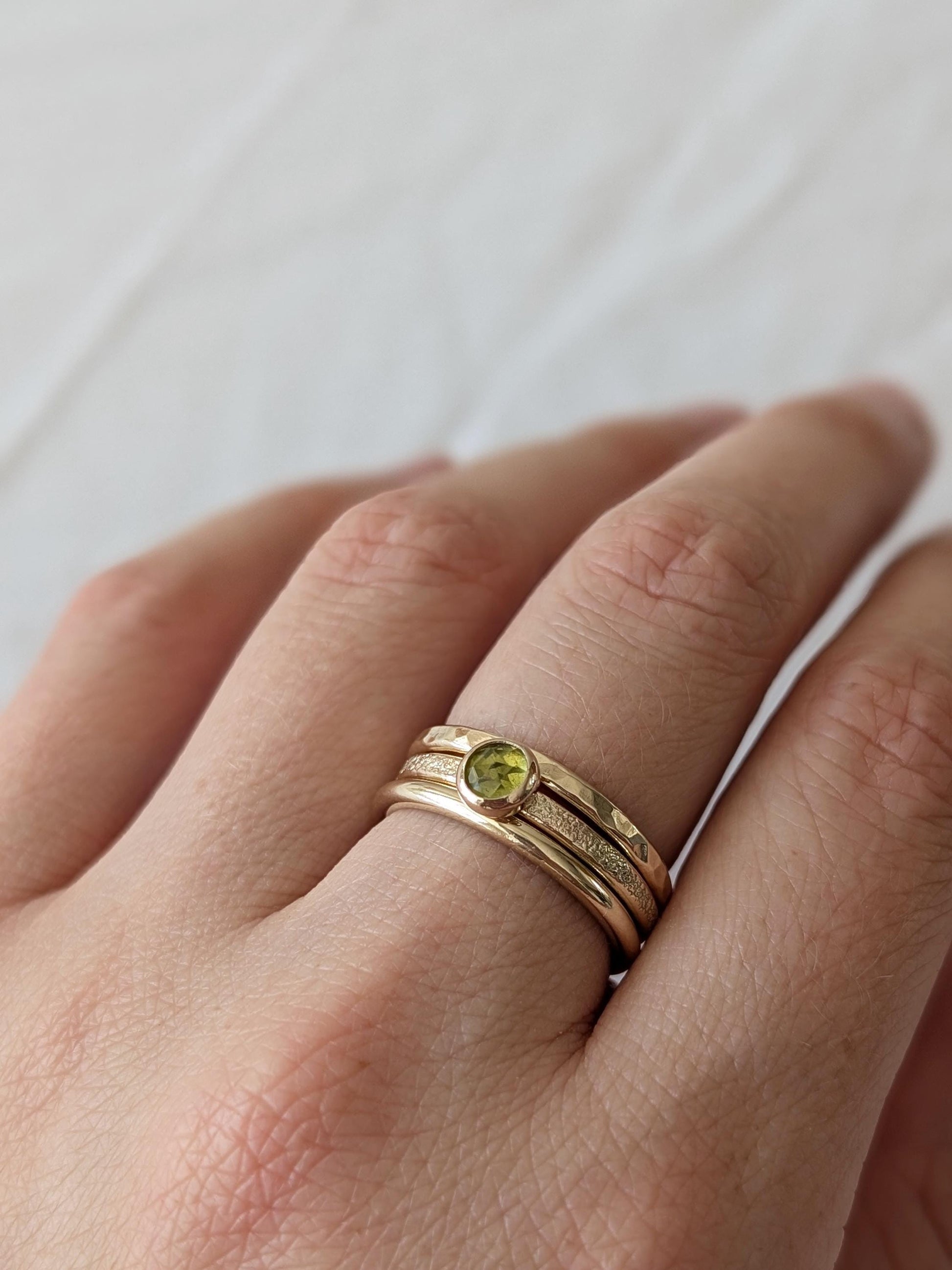 Solid 9ct Recycled Gold Thick Stacking Ring Set