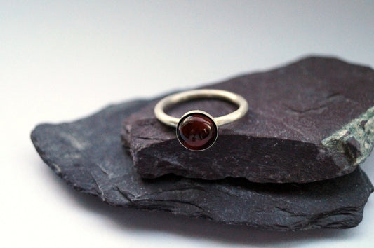 Red Tiger's Eye Recycled Sterling Silver Ring
