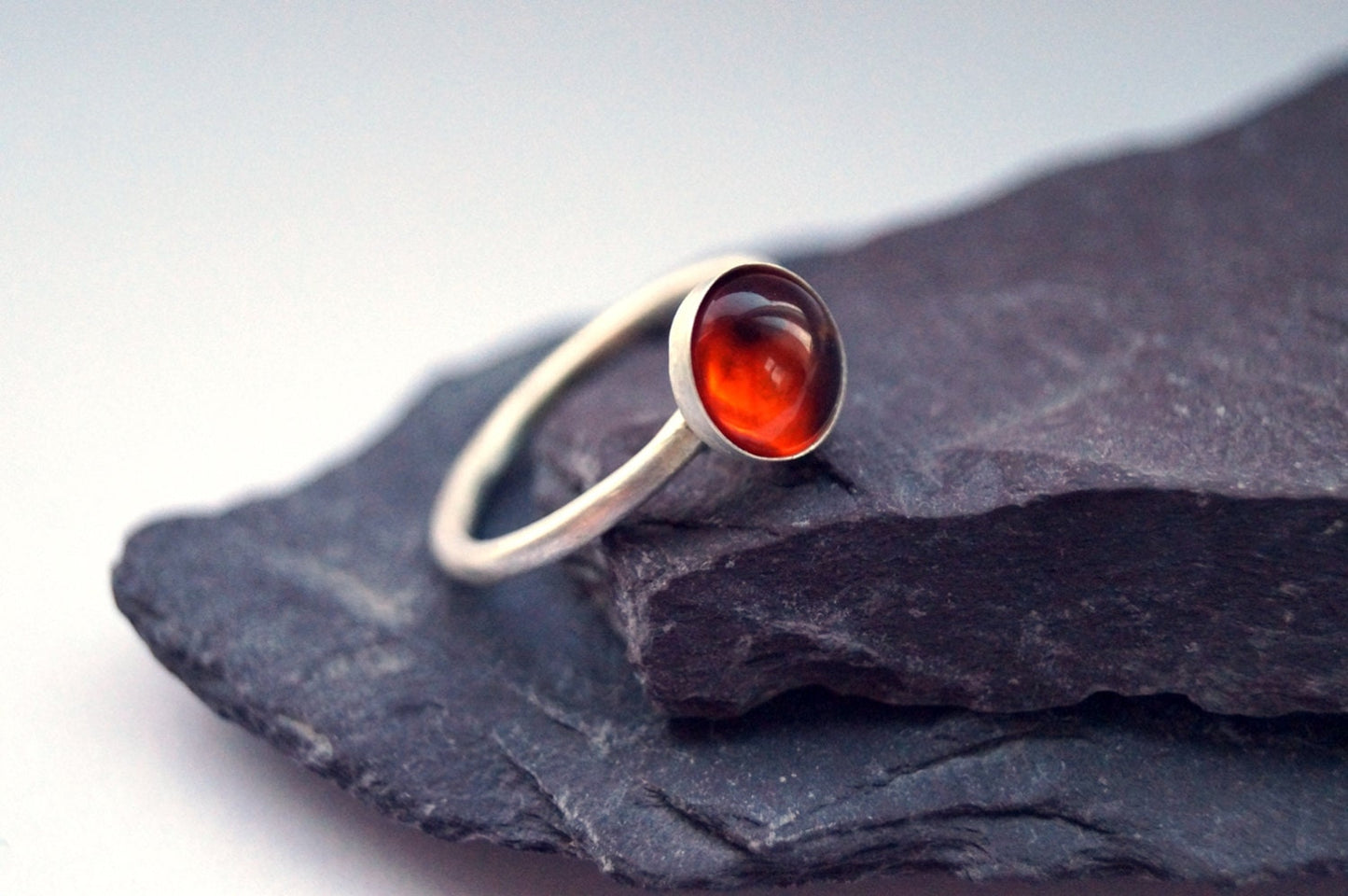 Amber Recycled Sterling Silver Ring ~ statement ring, stacking ring, gemstone, birthstone, solitaire ring, recycled