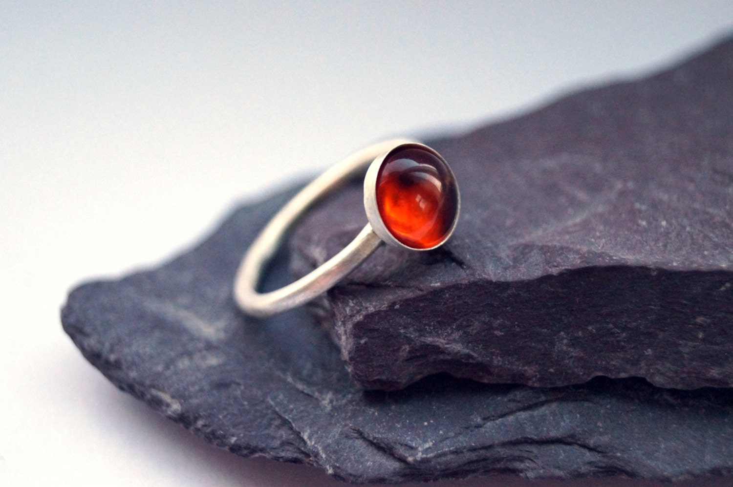 Amber Recycled Sterling Silver Ring ~ statement ring, stacking ring, gemstone, birthstone, solitaire ring, recycled