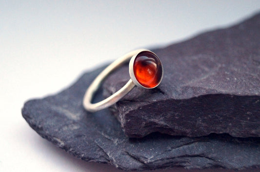 Amber Recycled Sterling Silver Ring ~ statement ring, stacking ring, gemstone, birthstone, solitaire ring, recycled