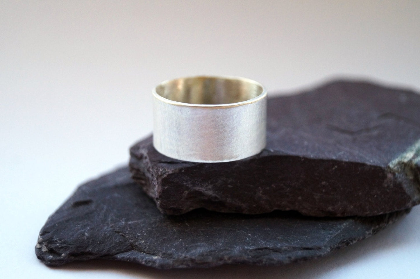 Recycled Sterling Silver Wide Band Ring ~ chunky ring, unisex, men's ring, oxidised, statement ring, band