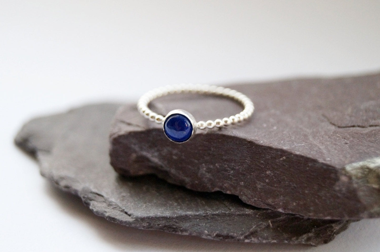 Beaded Gemstone Recycled Sterling Silver Ring