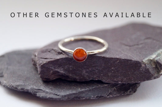 Amber Gemstone Recycled Sterling Silver Ring