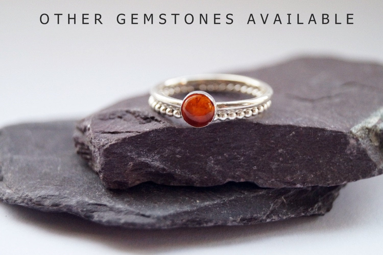 Gemstone & Beaded Recycled Sterling Silver Ring Duo