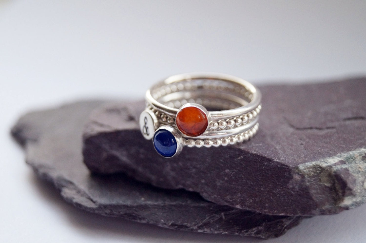 Personalised Gemstone & Stamped Sterling Silver Tower