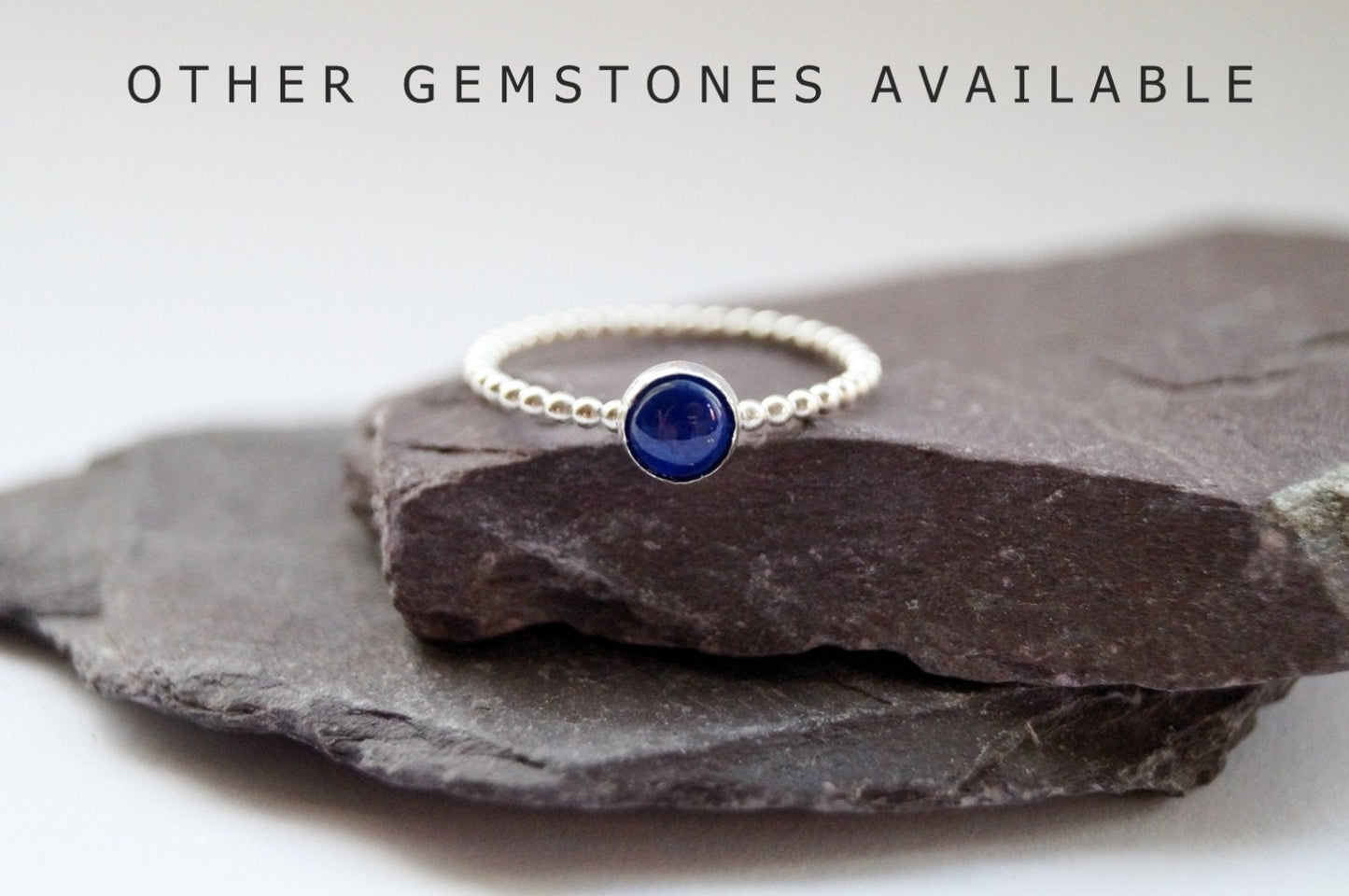 Beaded Gemstone Recycled Sterling Silver Ring ~ statement ring, stacking ring, gemstone