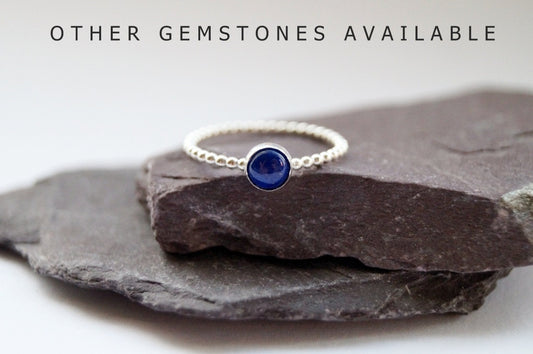 Beaded Gemstone Recycled Sterling Silver Ring