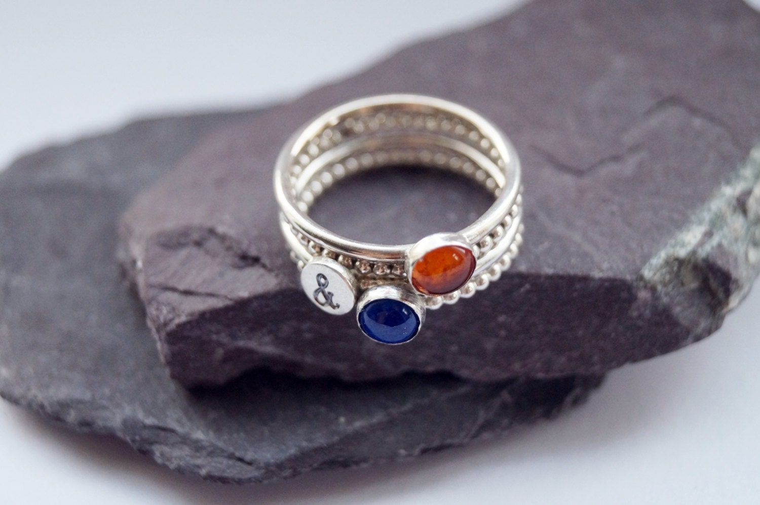 Personalised Gemstone & Stamped Sterling Silver Tower