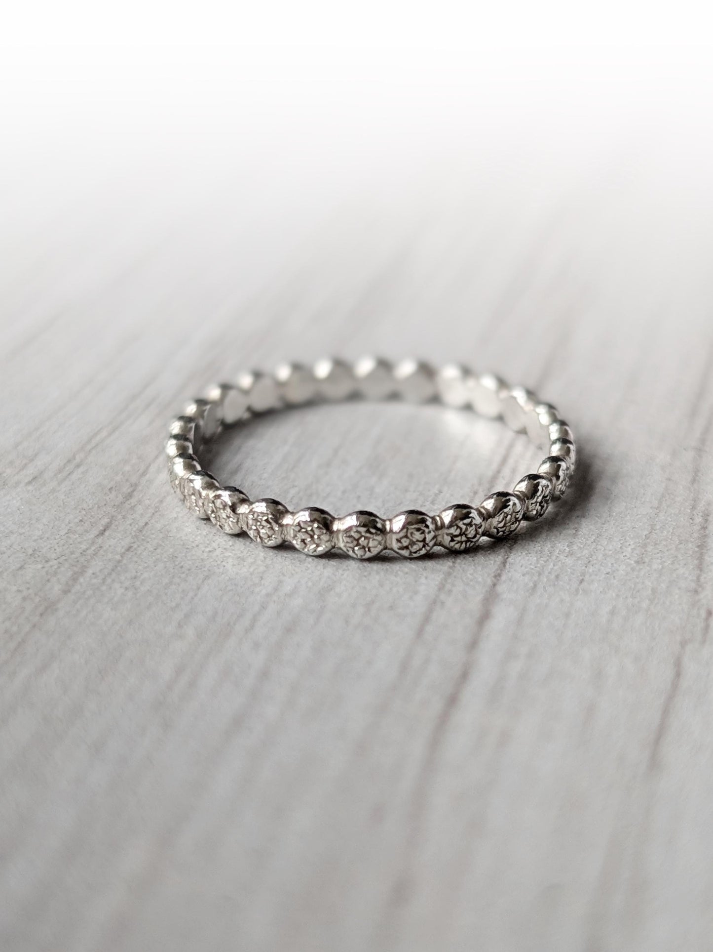 Stardust Pebble Stacking Ring Recycled Sterling Silver ~ stacking ring, silver ring, beaded, textured, stackable