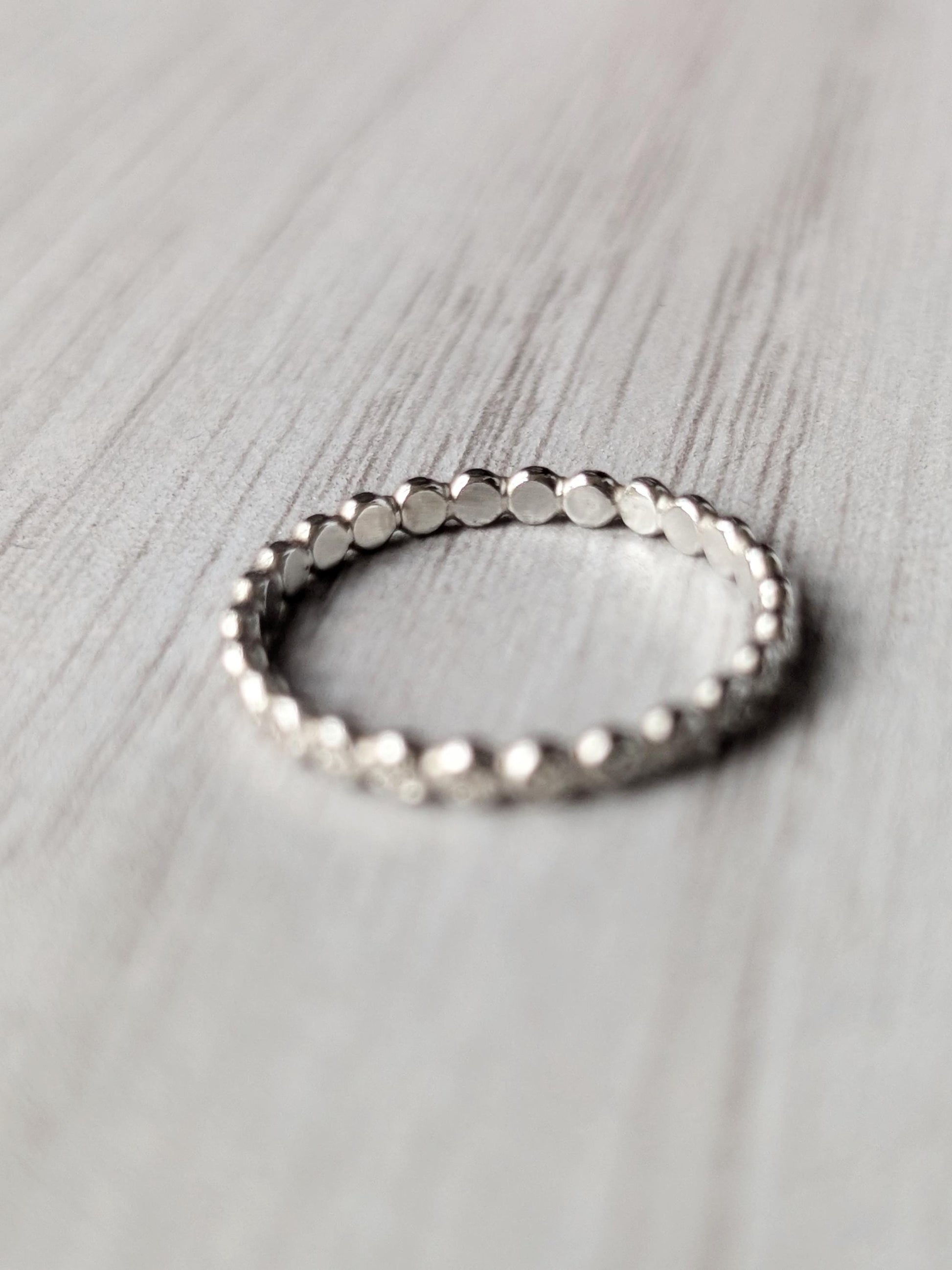 Stardust Pebble Stacking Ring Recycled Sterling Silver ~ stacking ring, silver ring, beaded, textured, stackable
