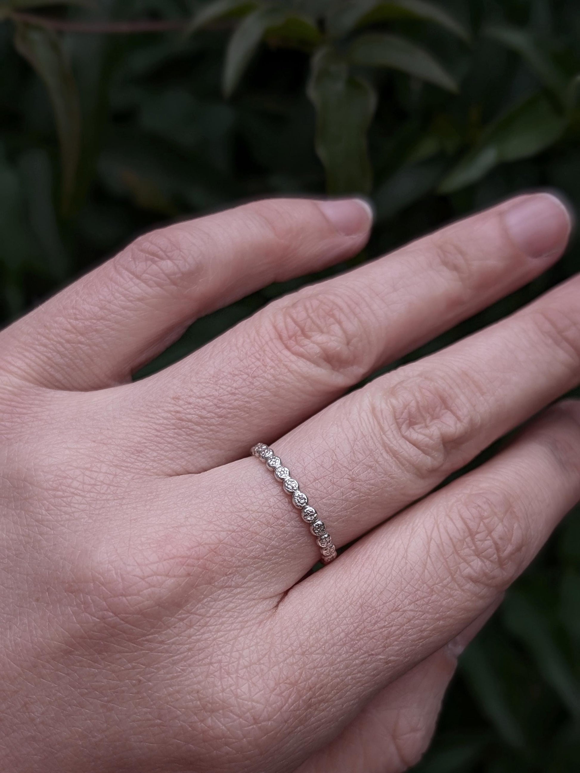 Stardust Pebble Stacking Ring Recycled Sterling Silver