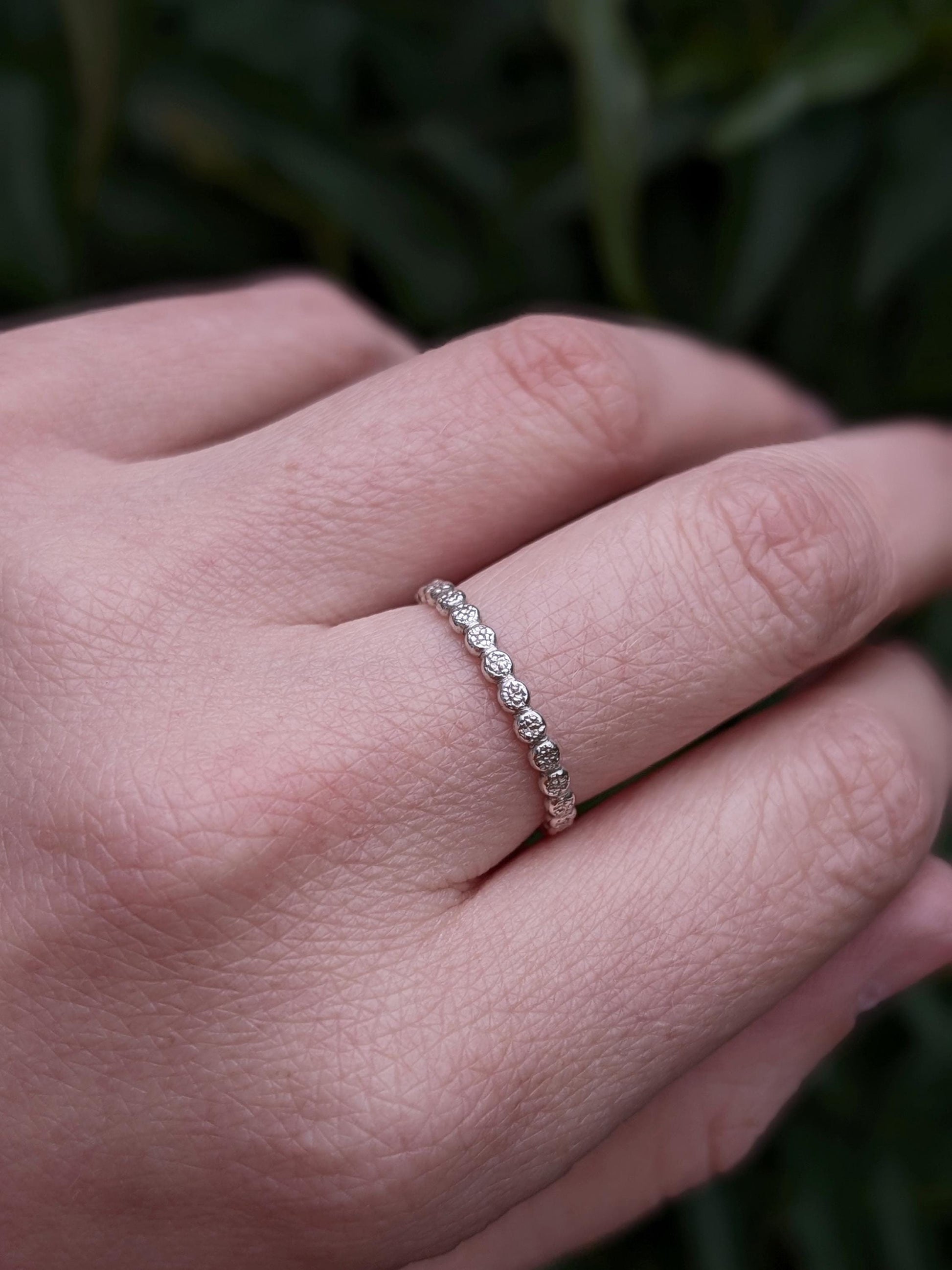 Stardust Pebble Stacking Ring Recycled Sterling Silver