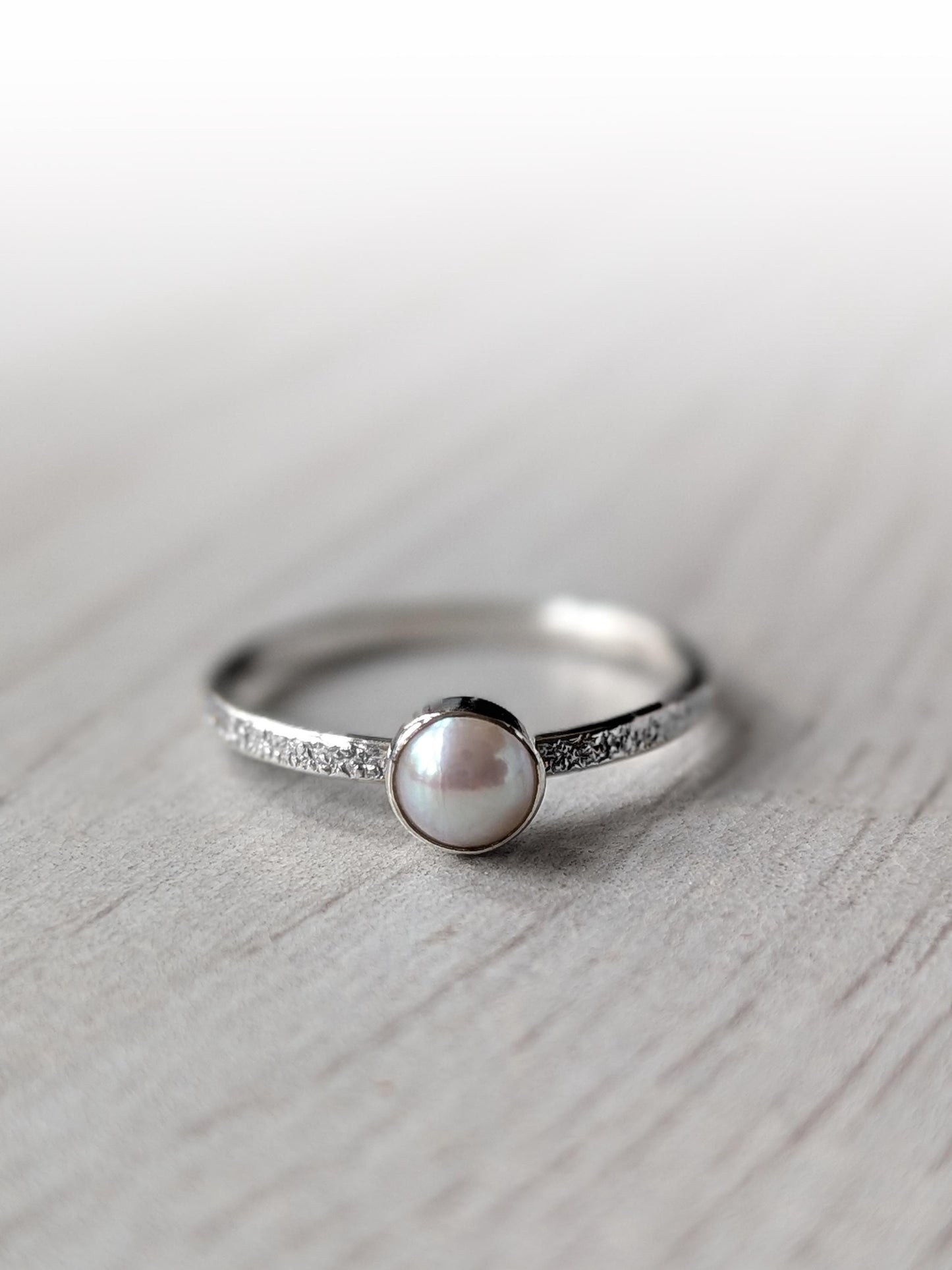 Stardust Pearl Recycled Sterling Silver Ring ~ statement, stacking, stackable, gemstone ring