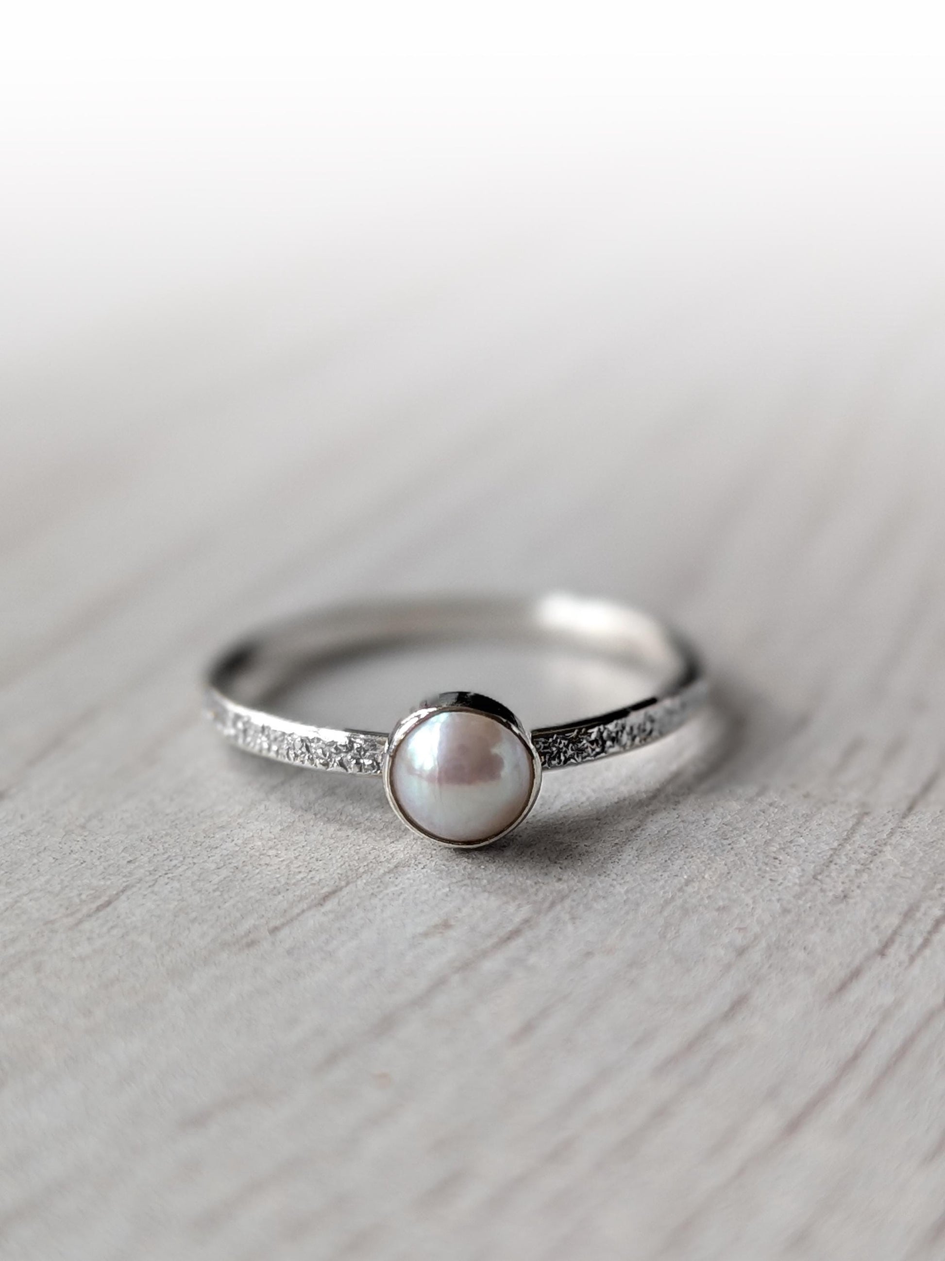 Stardust Pearl Recycled Sterling Silver Ring ~ statement, stacking, stackable, gemstone ring