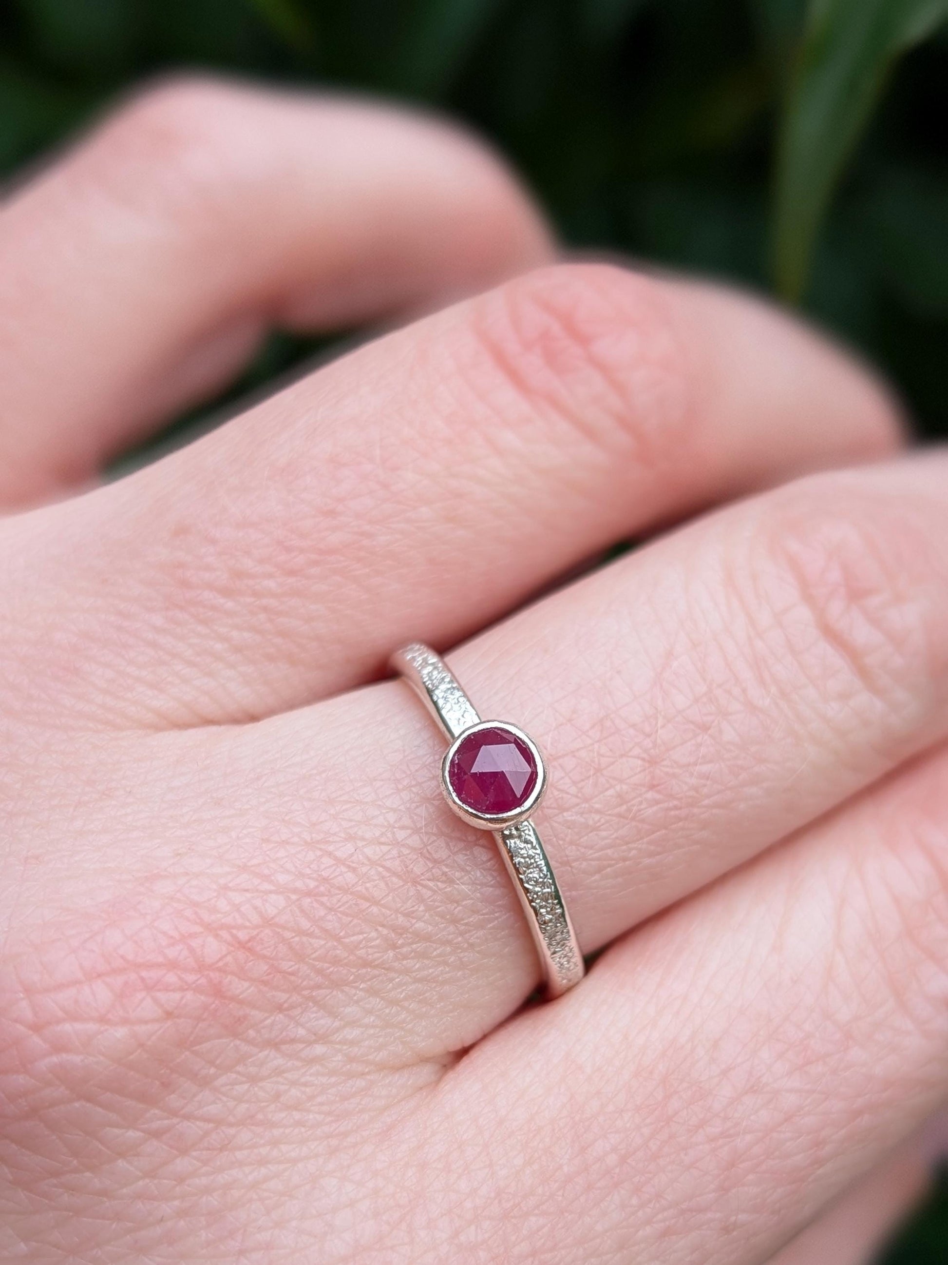 Stardust Gemstone Ruby Recycled Sterling Silver Ring
