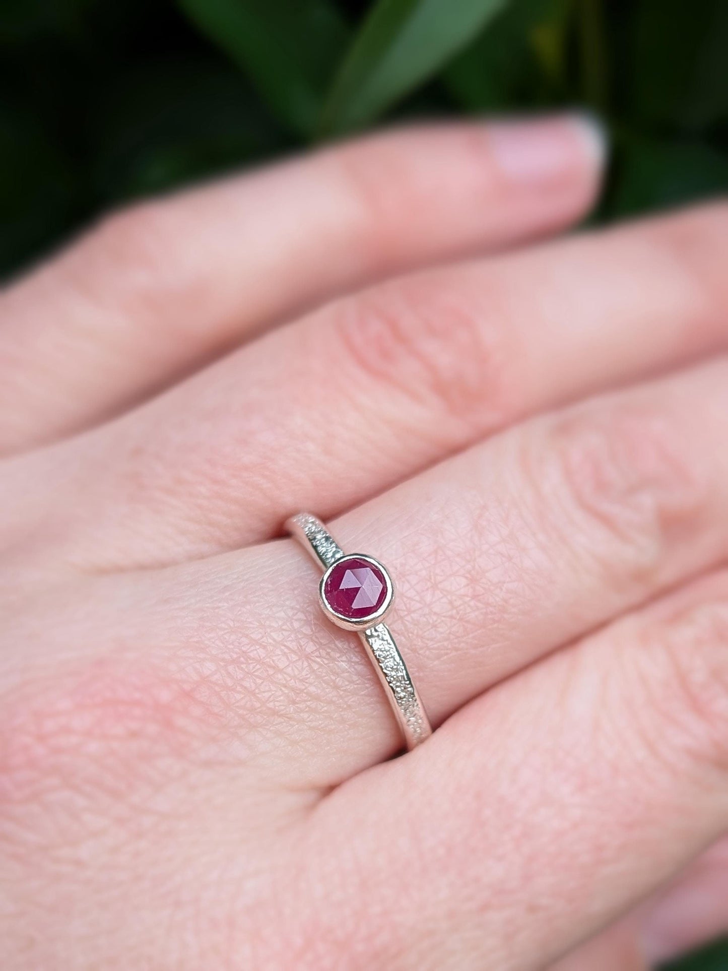 Stardust Gemstone Ruby Recycled Sterling Silver Ring