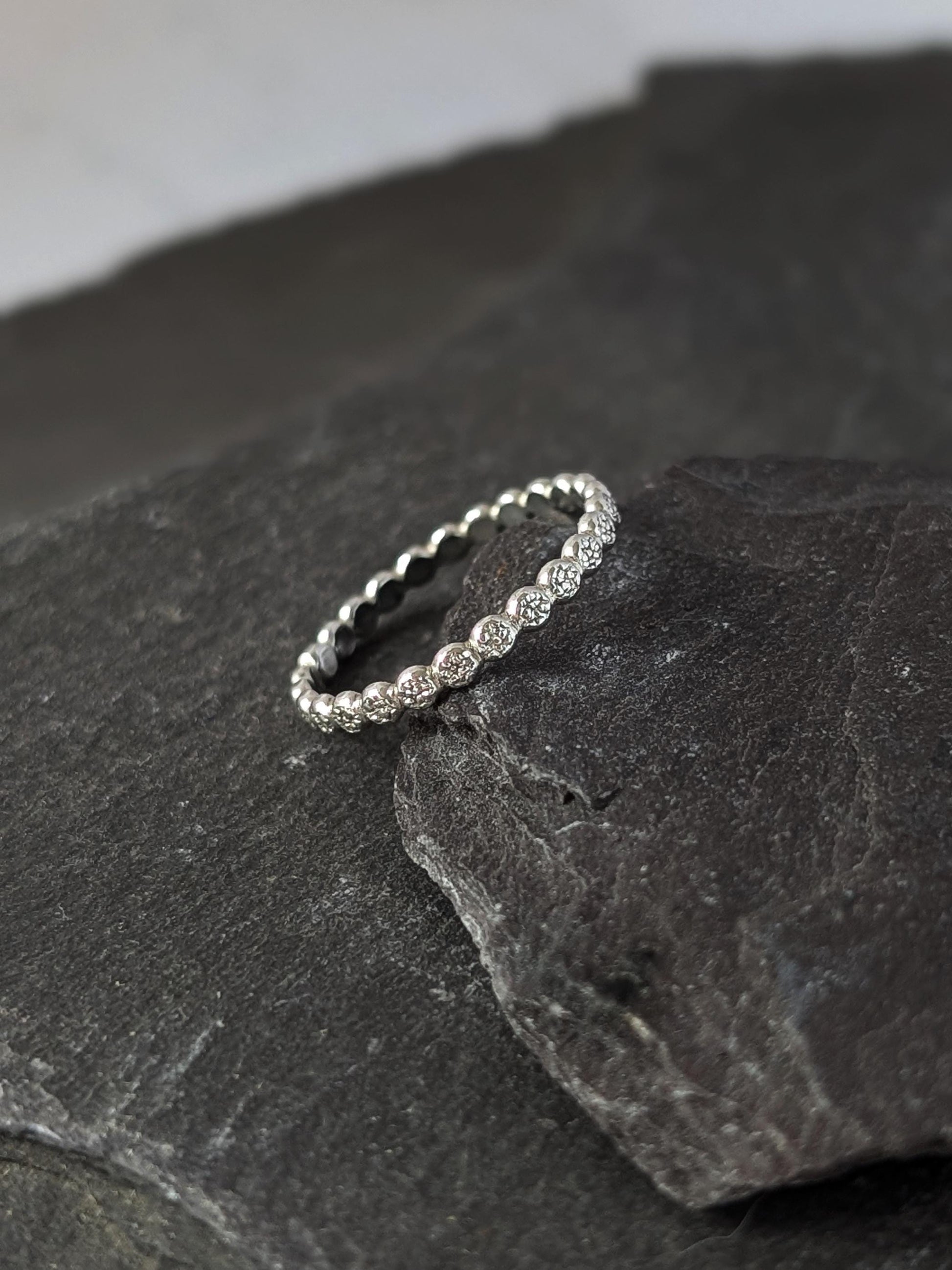 Stardust Pebble Stacking Ring Recycled Sterling Silver ~ stacking ring, silver ring, beaded, textured, stackable