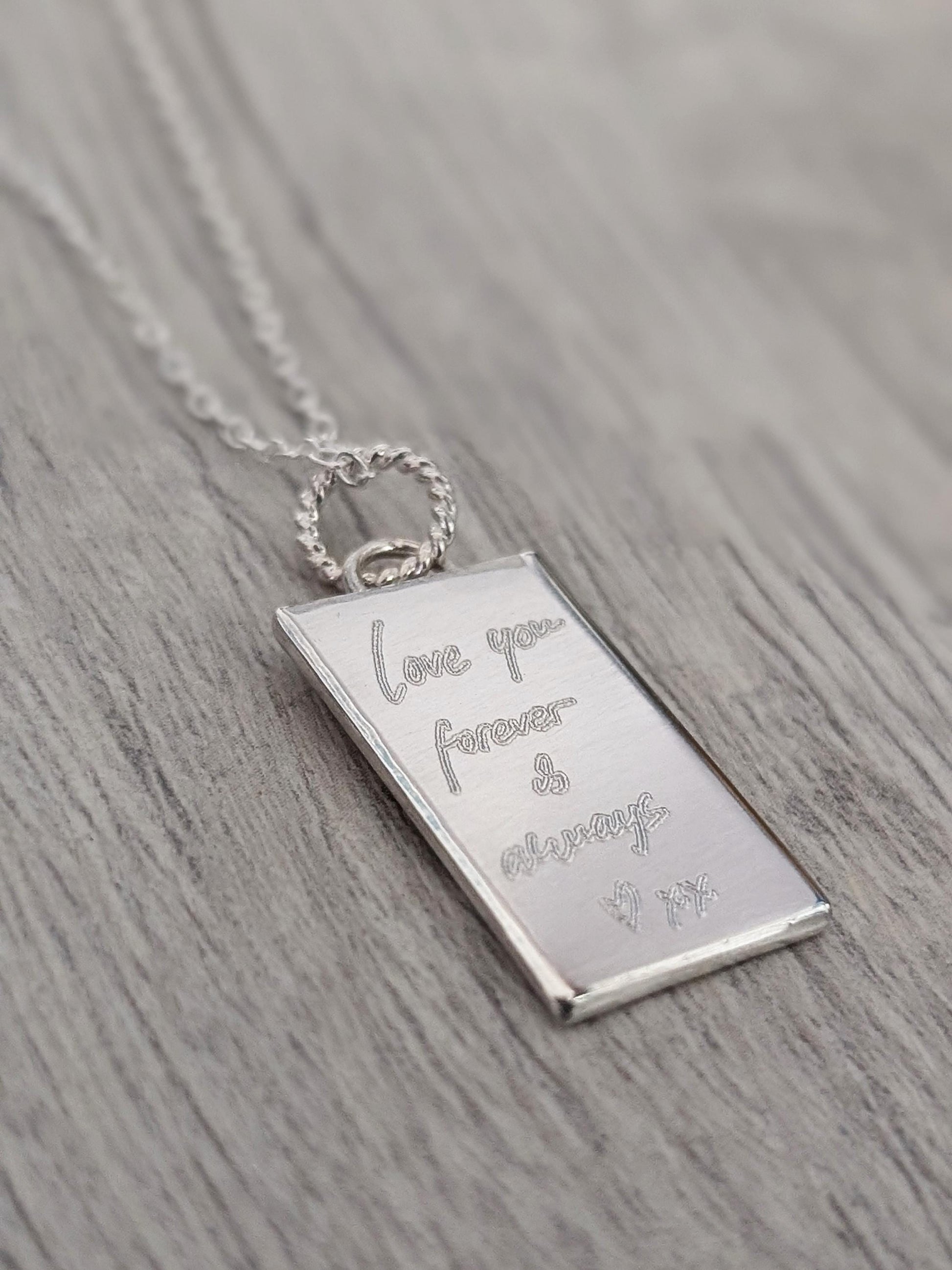 Handwriting Personalised Sterling Silver Tag Necklace