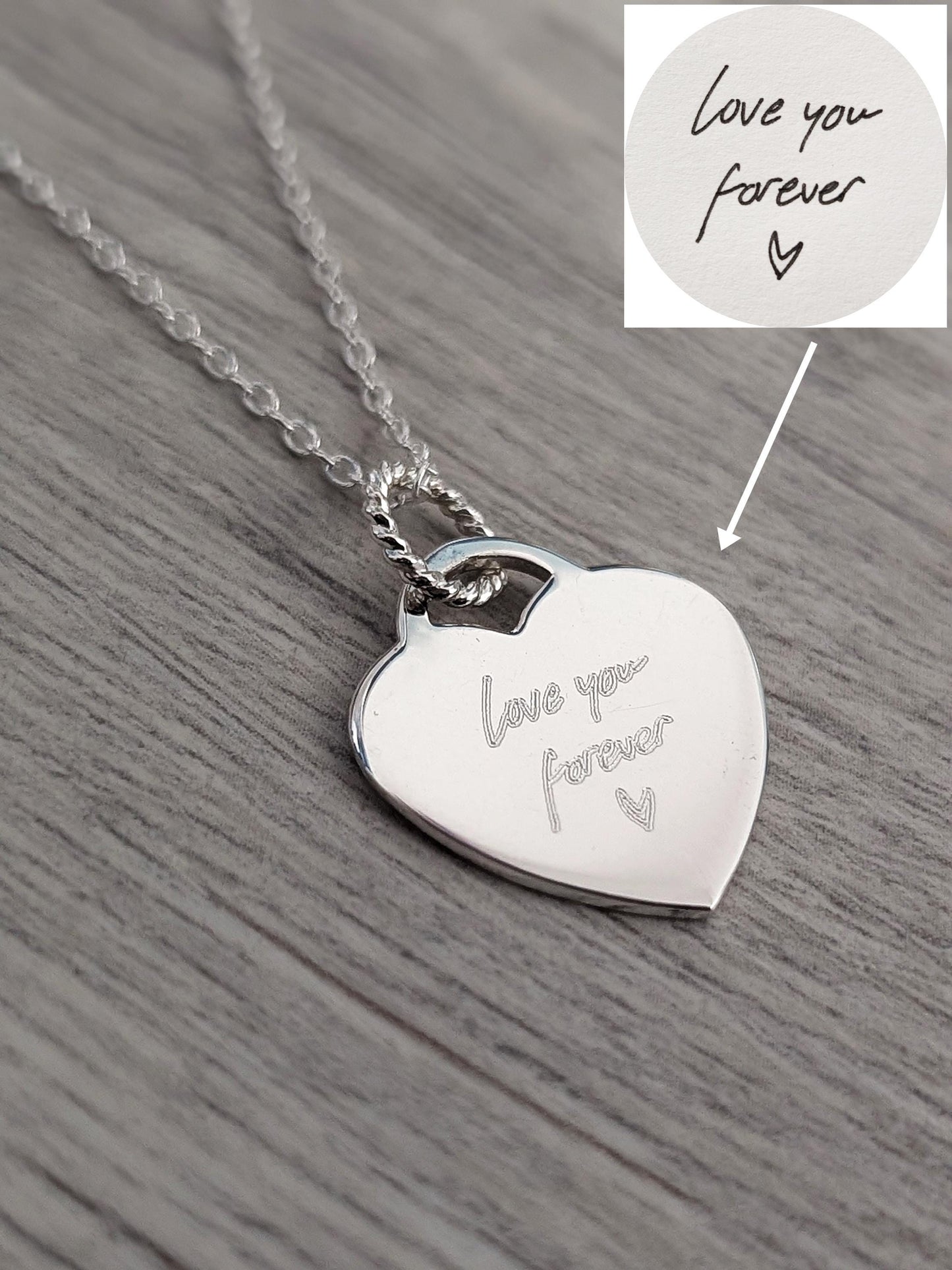 Handwriting Personalised Heart Sterling Silver Necklace