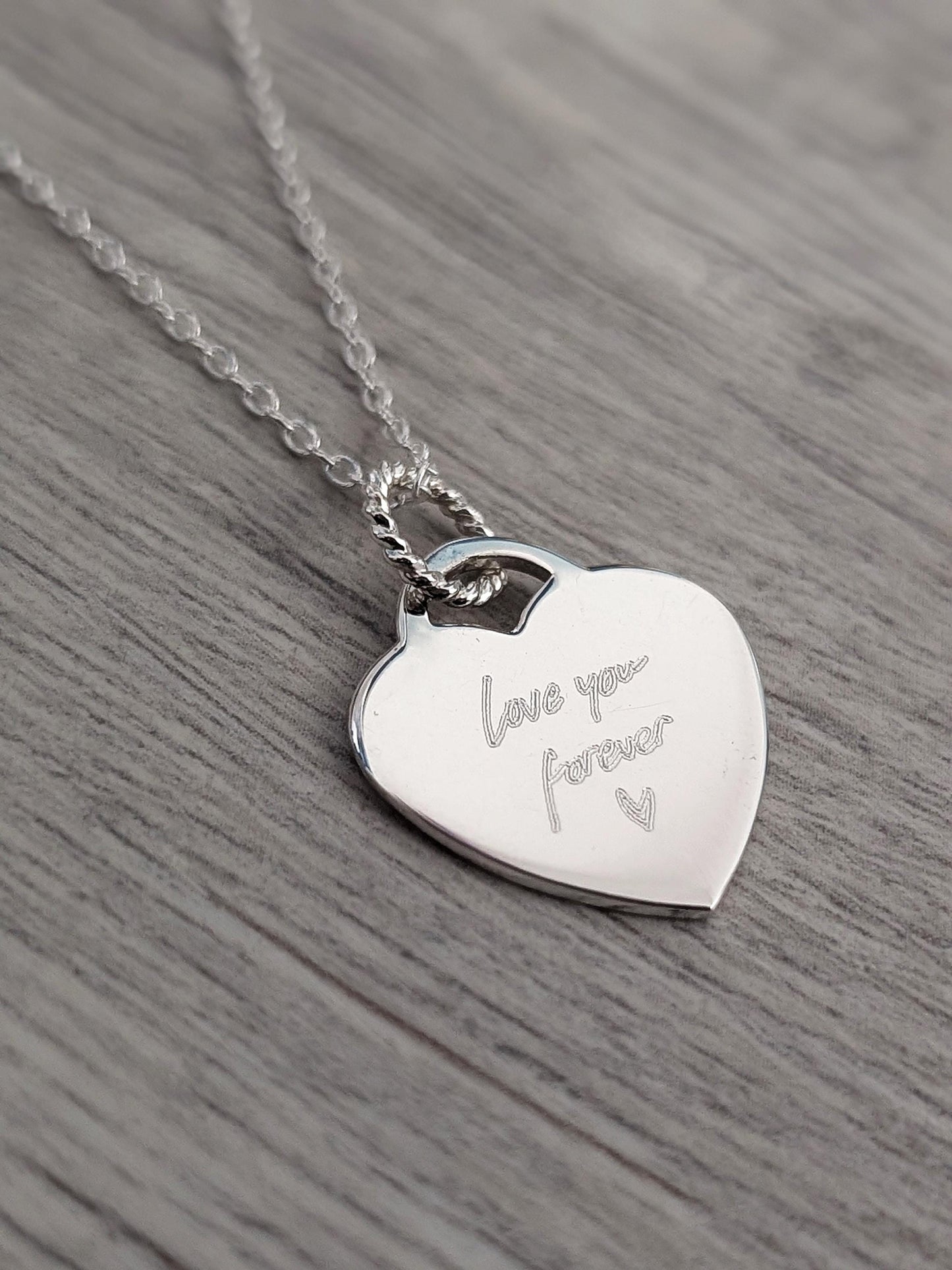 Handwriting Personalised Heart Sterling Silver Necklace