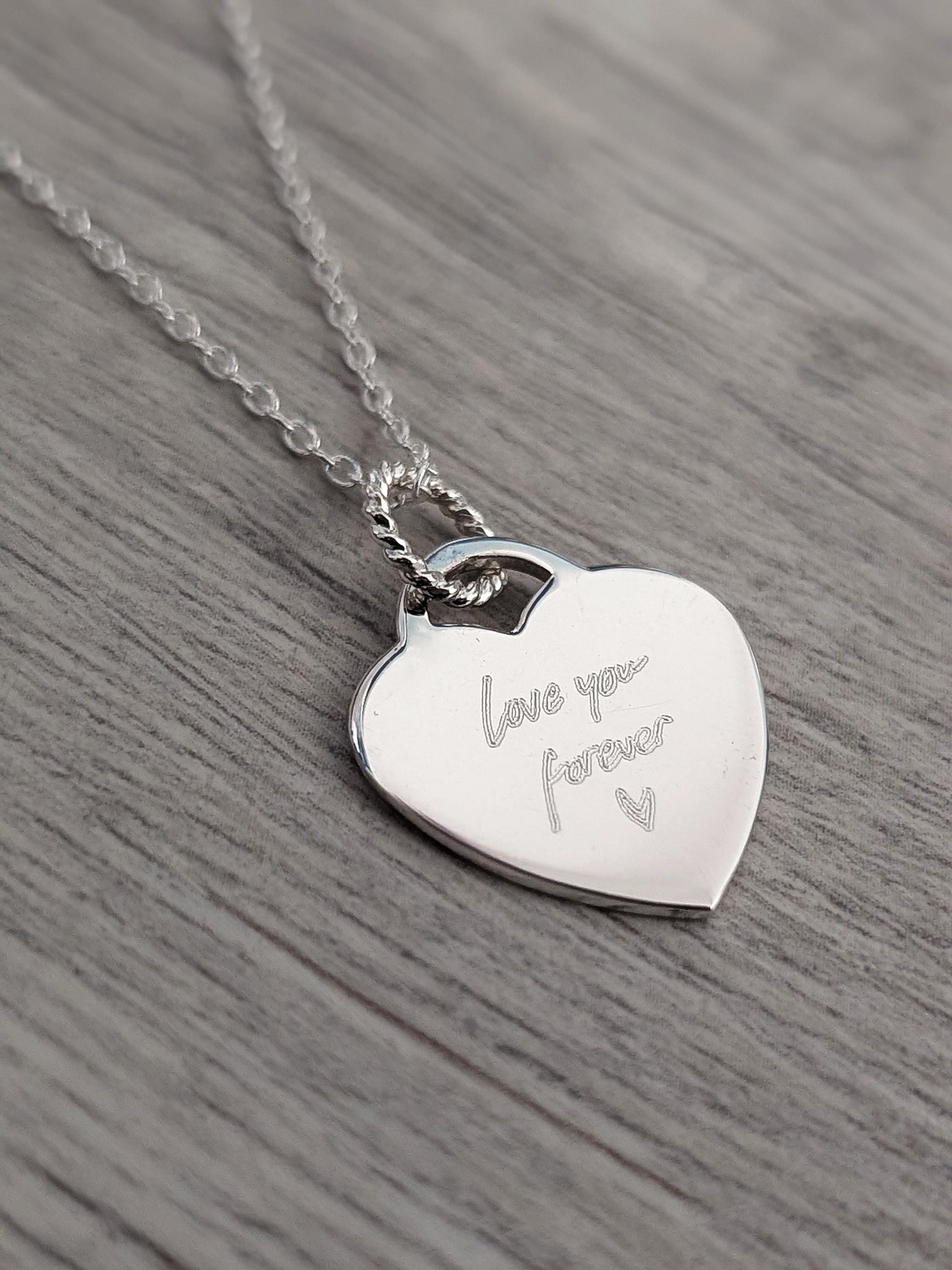 Handwriting Personalised Heart Sterling Silver Necklace